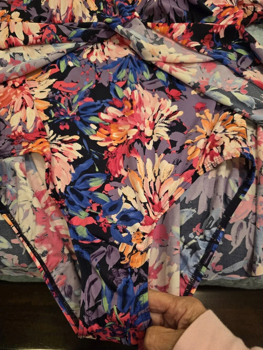 Coco Reef Floral One-Piece Swimdress in Navy, Purple, Pink, Peach - Picture 8 of 10
